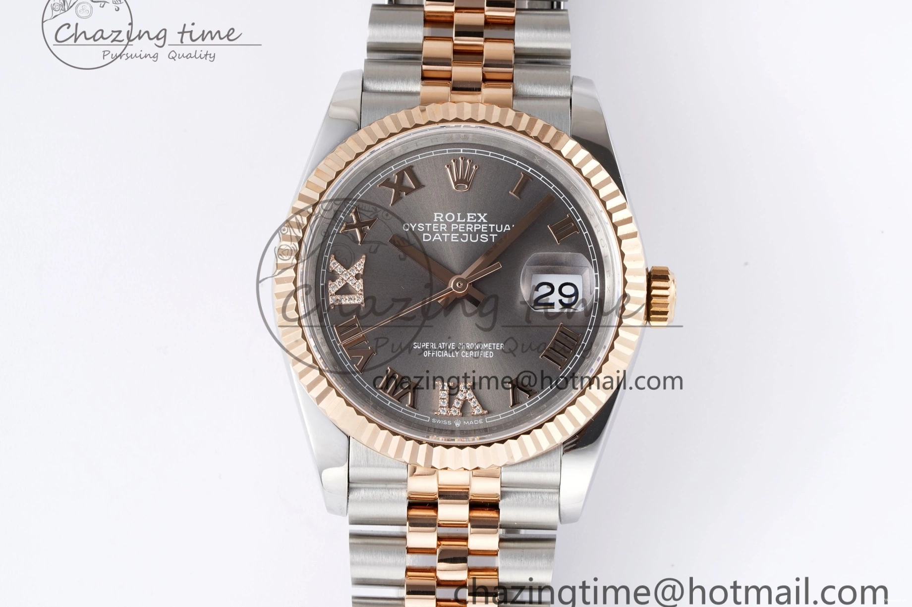 Gray Markers Bracelet Dial 126231 RG 36 DateJust JDF Plated Jubilee 904L RG Steel Roman V2 SS on 1218